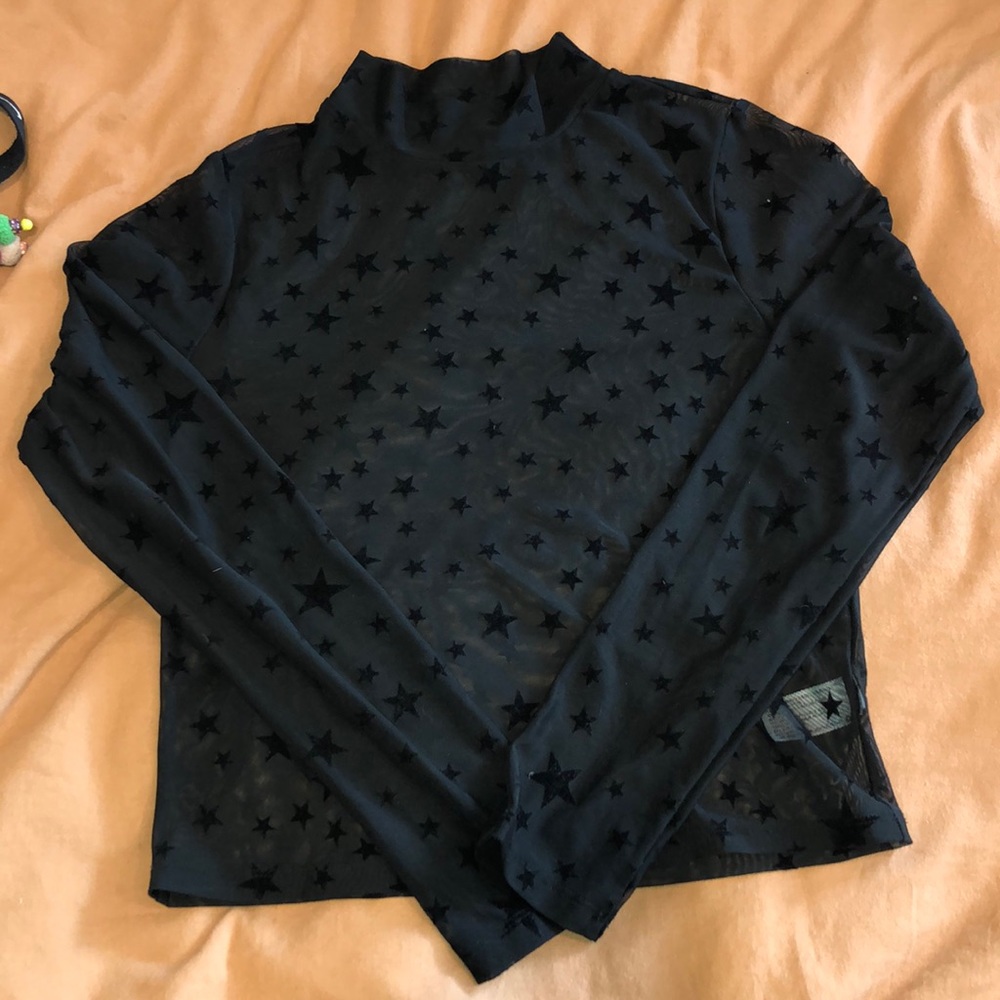 Black see through star  long sleeve